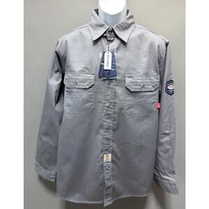 Bocomal FR Canvas Button Up Shirt Gray L Tall UL Classified Industrial Workwear